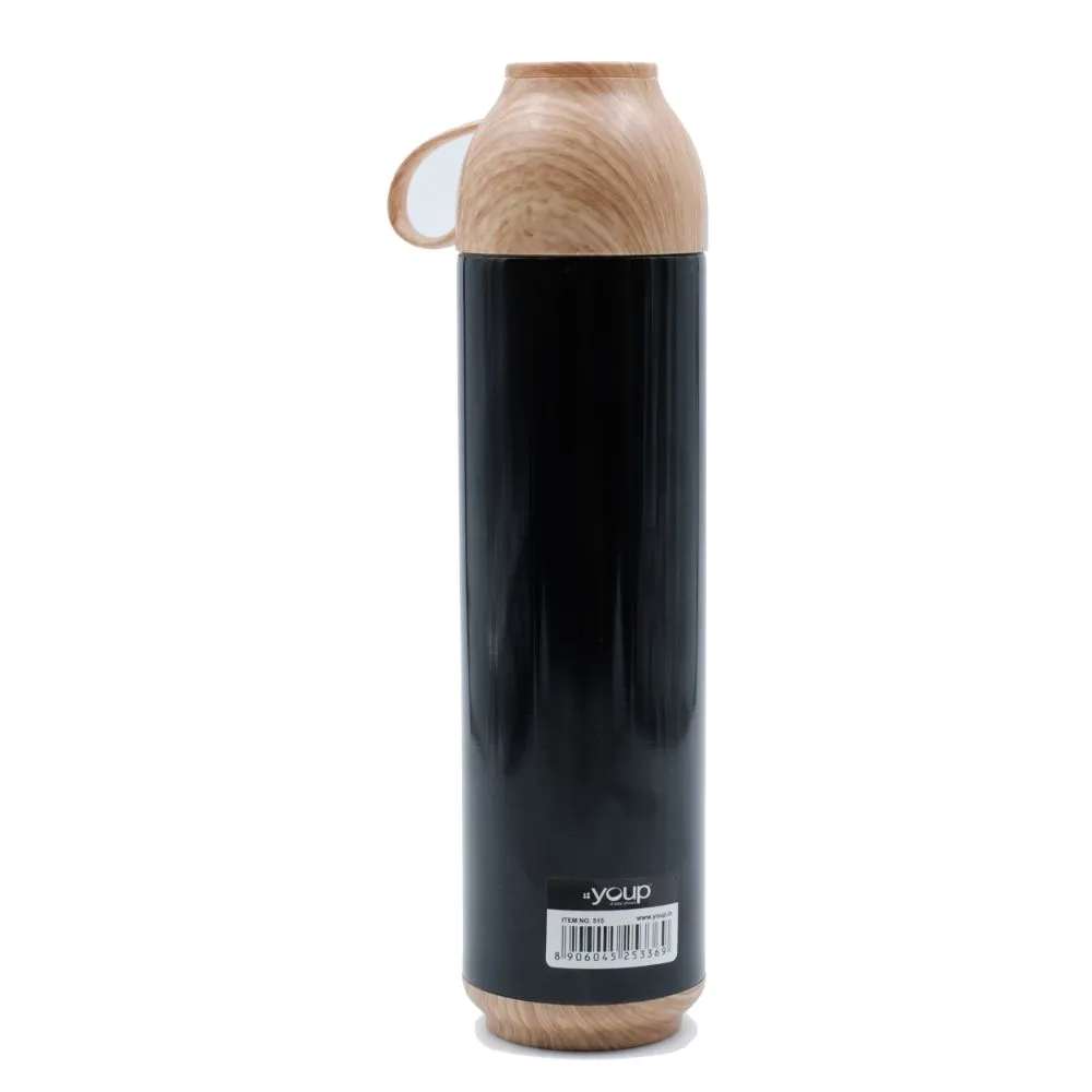 Youp Thermosteel Insulated Black Color Water Bottle With Handle Containing Cup Cap Yp515 - 500 Ml