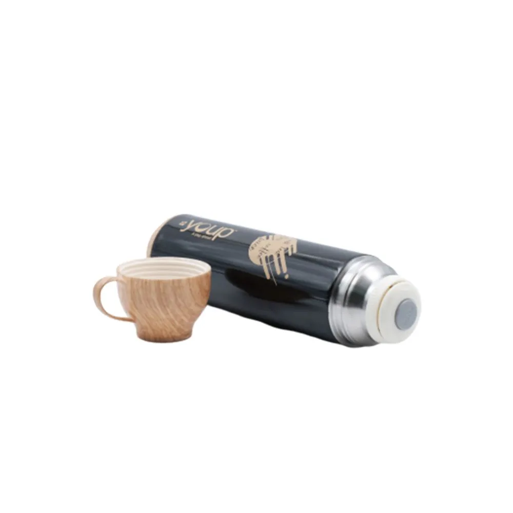 Youp Thermosteel Insulated Black Color Water Bottle With Handle Containing Cup Cap Yp515 - 500 Ml
