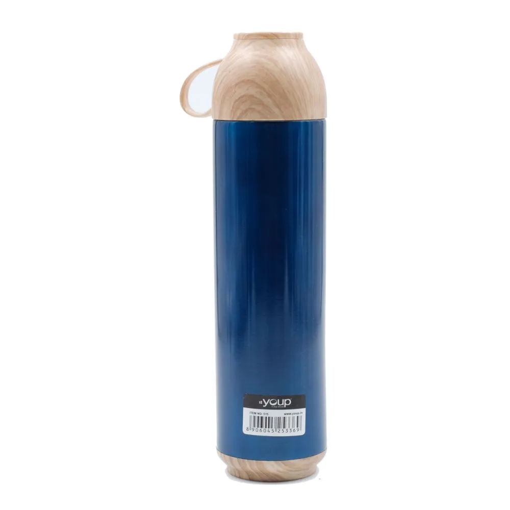 Youp Thermosteel Insulated Blue Color Water Bottle With Handle Containing Cup Cap Yp515 - 500 Ml