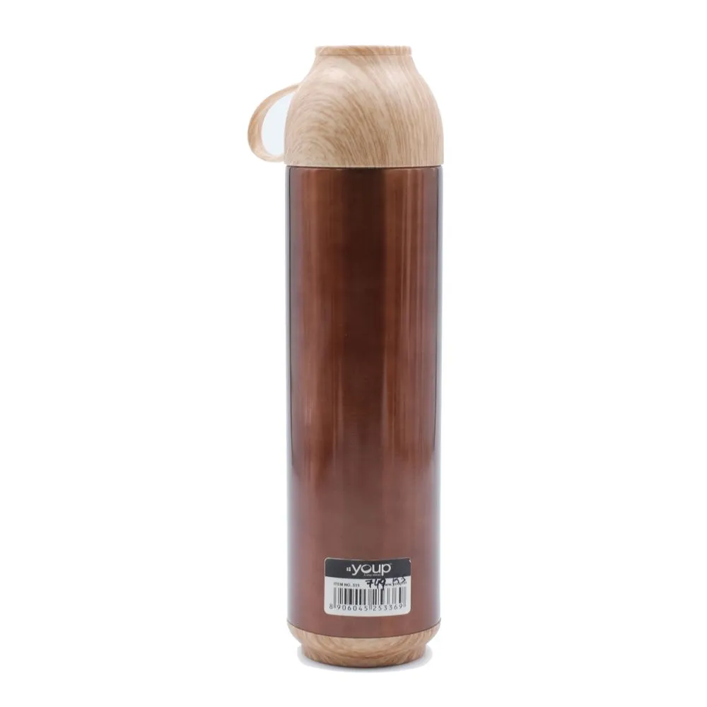 Youp Thermosteel Insulated Brown Color Water Bottle With Handle Containing Cup Cap Yp515 - 500 Ml